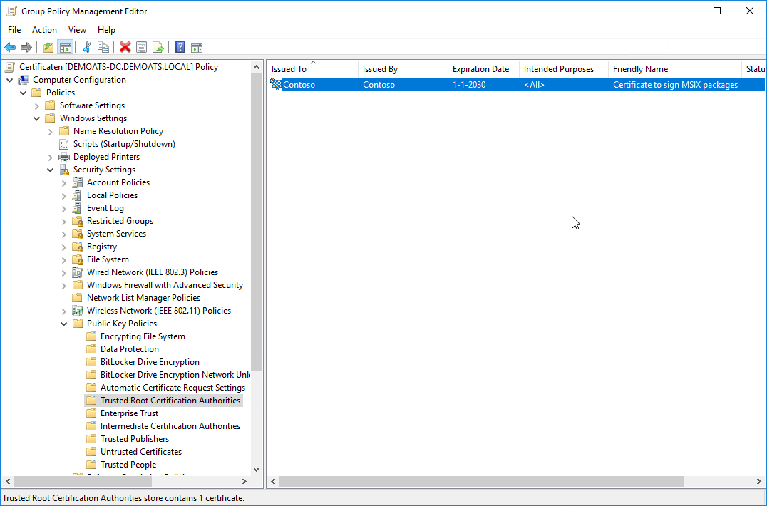 Certficate in Trusted Root