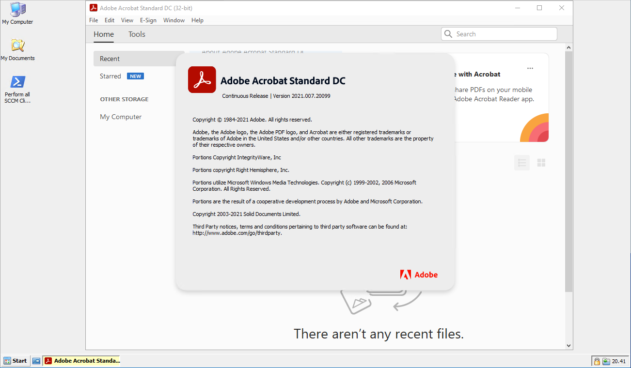 As a final test, test93 has been removed from the group Demo - Adobe Acrobat DC Pro. After logoff and logon, the version has been changed to Standard again.