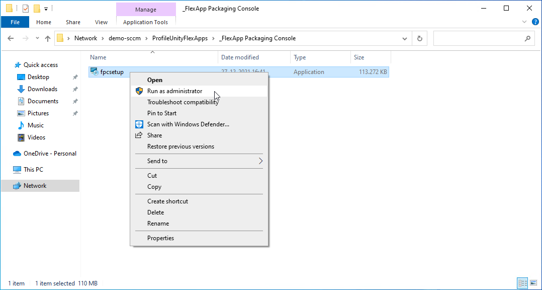Install the FlexApp Packaging Console.