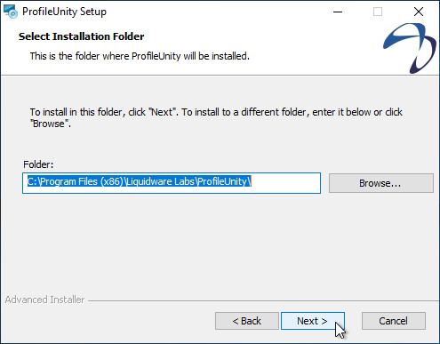 Accept the default path and click [Next].