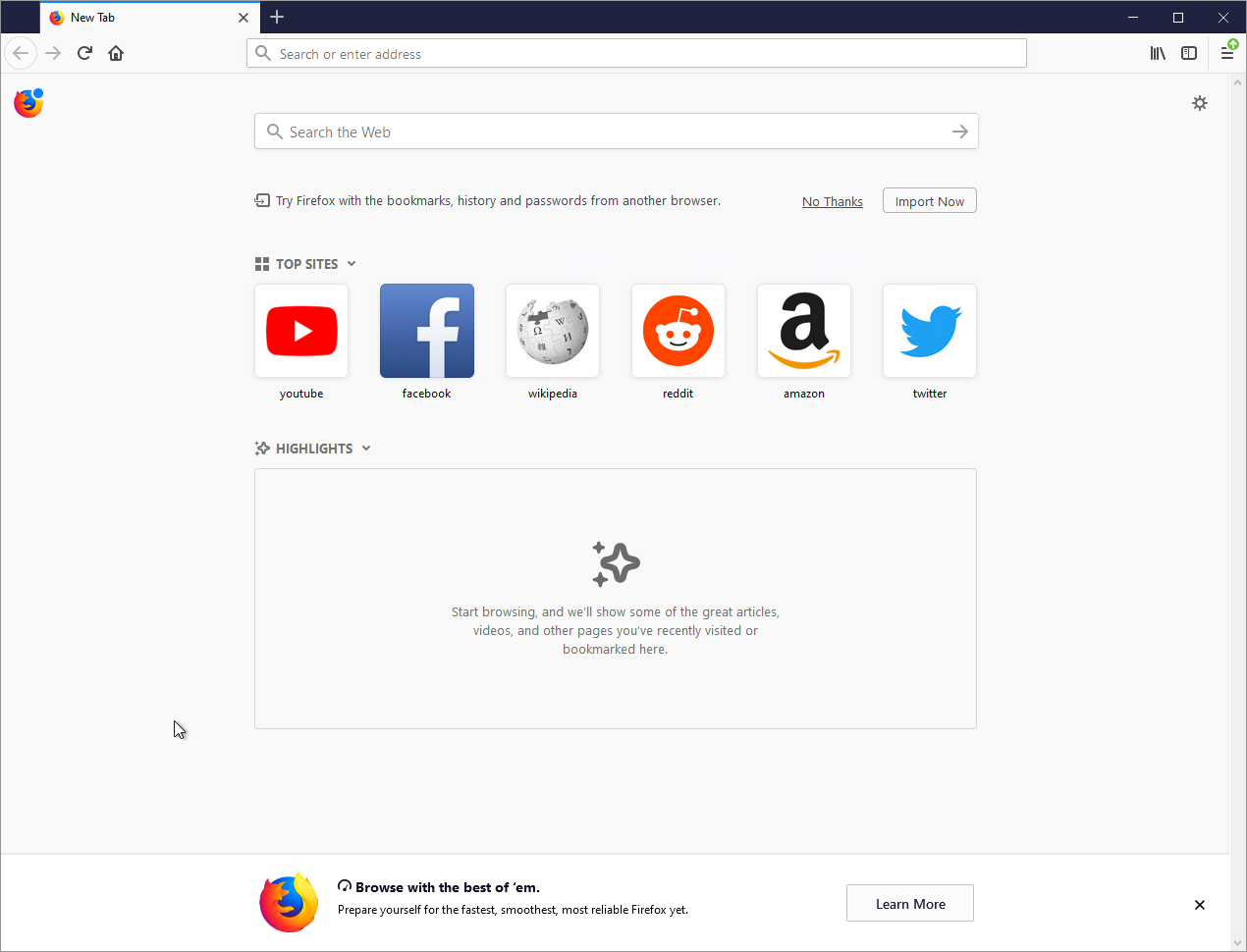 Firefox has been started.