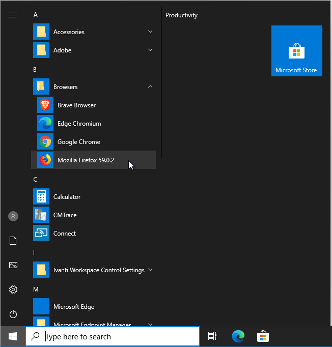Starting Firefox with Microsoft Windows Shell as the default shell.