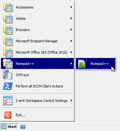 Starting Notepad++ with Workspace Control Shell as the default shell.