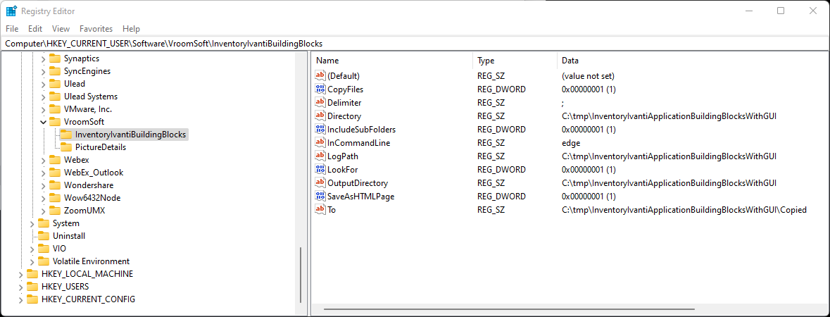 The information in the registry.