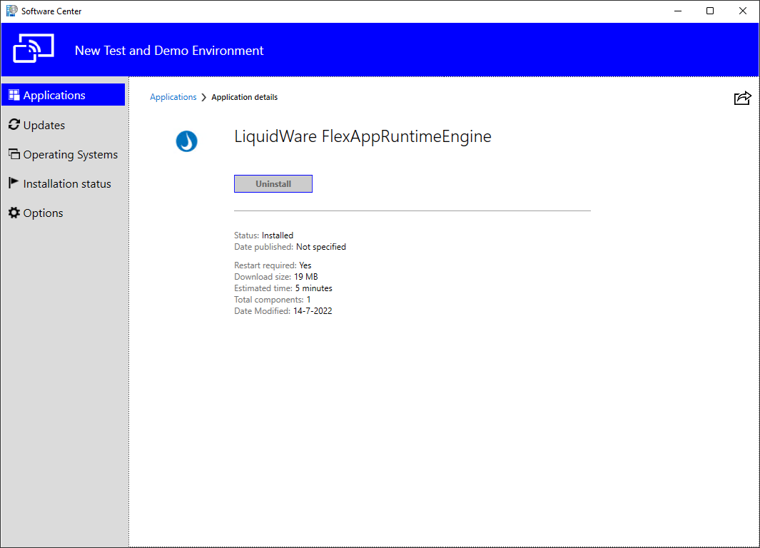 Installed runtime